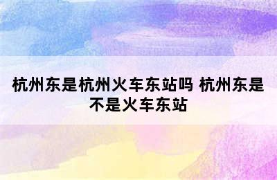 杭州东是杭州火车东站吗 杭州东是不是火车东站